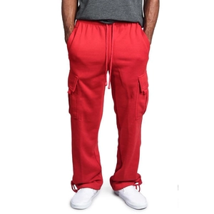 Men Loose Cargo Sweatpants Vintage Multi-Pockets Drawstring Elastic Waist Jogger Casual Sports Long Pants Bottoms