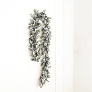 Artificial Christmas PE flocked garland with heavy white snow coating for home door decor
