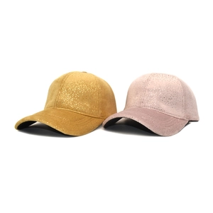 Stylish women's baseball caps with shimmering sequins, available in gold and pink colors.