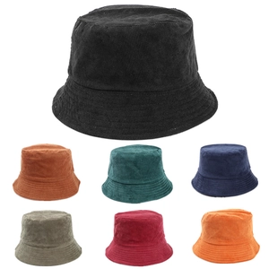 Reversible Corduroy Bucket Hat For Women Men Solid Color Plain Flat Top Sun Protection Warm Winter Casual Outdoor Cap
