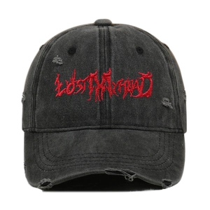 Baseball Cap Washed Cotton Distressed Embroidered Gothic Letter Lost My Head Streetwear Adjustable Sun Hat For Unisex
