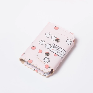 Porte-cartes en cuir synthétique rose avec lapin mignon et bords ondulés