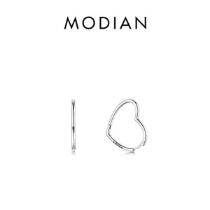 Heart Hoop Earrings 925 Sterling Silver Polished Loved Letter Engraved Elegant Jewelry For Women