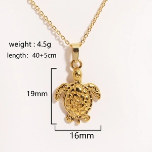 Detaillierte Größenangaben für goldene Schildkröten-Halskette mit Gewicht und Maßen