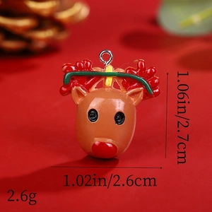 Detailed view of resin Christmas reindeer charm with height and weight specifications