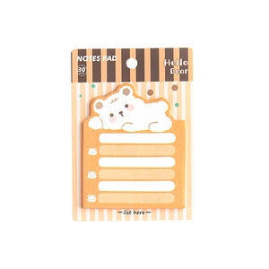 Notas adhesivas de oso de dibujos animados con 30 hojas y líneas horizontales
