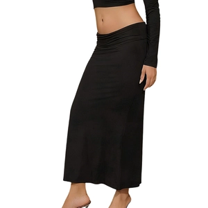 Jupe longue de maternité noire taille haute avec coupe crayon moulante et extensible