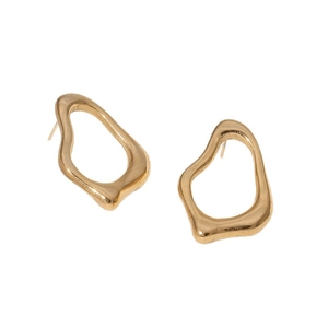 Minimalist irregular geometric hollow earrings in gold-plated stainless steel for women