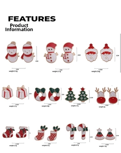 Size chart showing dimensions and weight for Christmas stud earrings and holiday charms