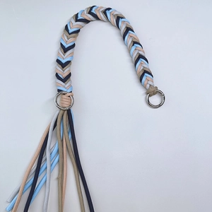 Handwoven colorful nylon shoulder strap for bags with silver metal ring buckles