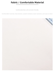 Close-up of white lychee pattern leather fabric with premium stitching details and texture