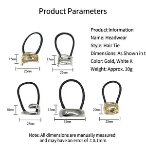 Minimalist geometric metal hair ties for women available in gold and silver finishes