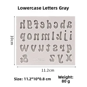 Detailed lowercase alphabet silicone mold for fondant and resin DIY crafts 11.2x10cm