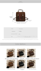 Tabla detallada de tallas y medidas para la mini mochila de moda en PU y ante