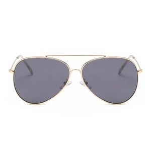Classic aviator sunglasses with gold metal frame and dark grey lenses for UV protection