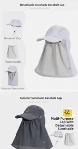Detail of detachable neck flap and mesh face mask on breathable quick-dry baseball cap