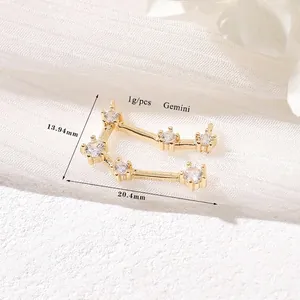 Detailansicht Zwillinge Sternbild Anhänger aus 14k Gold mit Zirkonia, 20.4mm x 13.94mm