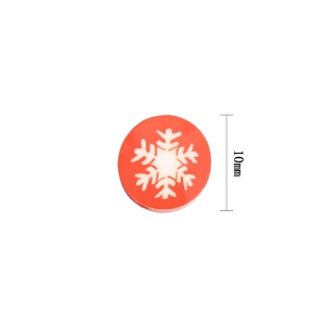 Red 10mm Christmas snowflake polymer clay spacer bead for DIY jewelry making