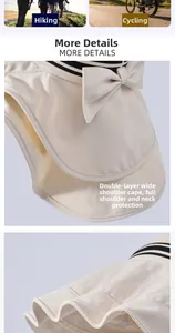 Detail of sun hat showing wide double-layer shawl for neck and shoulder protection