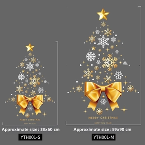 Detailed view of Christmas tree static stickers with dimensions 38x60cm and 59x90cm