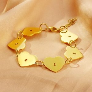 Bracelet cœur plaqué or 18 carats avec motif arbre de vie creux sur soie champagne