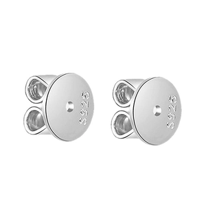 Pair of anti-slip S925 sterling silver earring backs with engraved hallmarked stamps