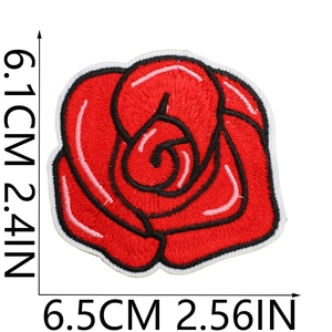 Red rose flower embroidery patch for clothes decoration with detailed dimensions