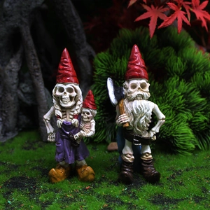 Halloween Skelett Garten Gnom Figuren Harz Gotik Horror Statuen Handbemalt Außenbereich Garten Mikrolandschaft Deko
