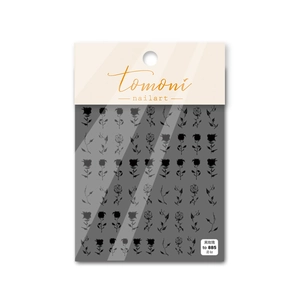 Detail of TO-885 black rose nail art stickers with delicate floral and vine patterns