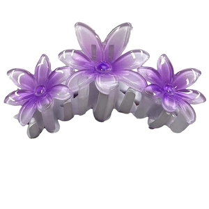 Glossy purple sunflower hair claw clip with floral design for women hair accessories