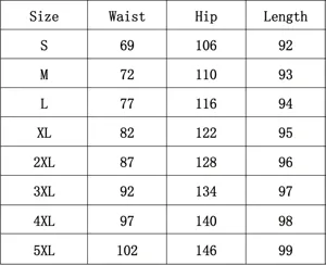 Size chart for women linen casual pants with waist and length specs in centimeters