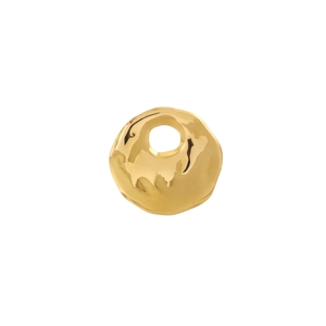 Irregular hollow texture brooch in polished gold with minimalist molten circular design