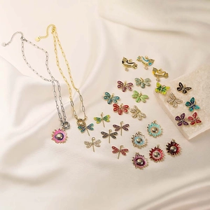 Enamel Insect Flower Jewelry Set Copper Butterfly Bee Dragonfly Swallow Sunflower Pendant Necklace For Women Sweet Style