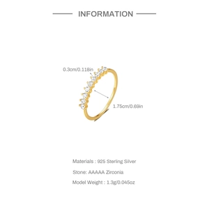 Detailed size specifications for S925 sterling silver lace ring with AAAAA zircon stones
