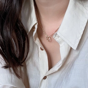 Minimalist 925 sterling silver gold plated necklace with organic curved pendant