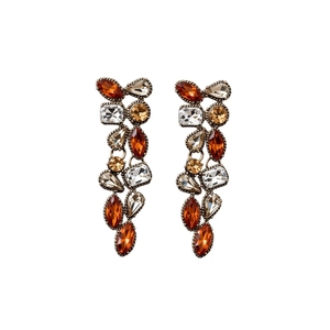 Vintage water drop jewelry set with orange crystals and necklace earrings for women