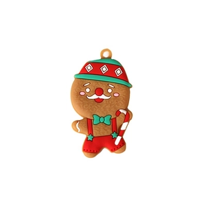 Cute gingerbread man Christmas tree pendant ornament with festive red and green details