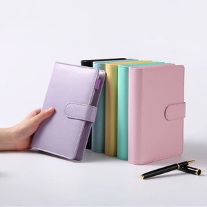 A6 Macaron PU leather binder notebooks in various colors with magnetic closure
