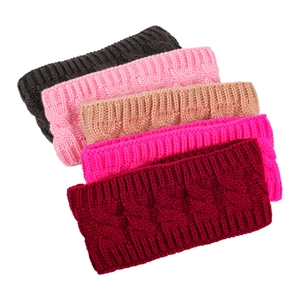 Winter cable knit ear warmer headbands in five colors with soft fleece lining