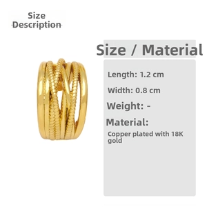 Detailed size view of a 1.2cm gold braided texture ear cuff in 18K gold-plated copper