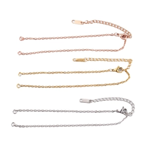 2mm stainless steel DIY chains in gold, rose gold and silver finish with lobster clasps