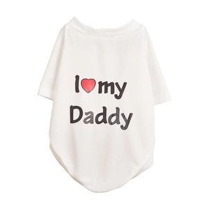 Breathable mesh pet t-shirt detail with I Love My Daddy print and red heart design