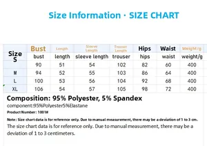 Size chart showing bust and waist measurements for women's rib-knit loungewear set