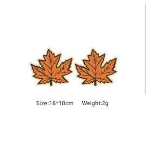 Orange maple leaf stud earrings for autumn theme, size 16x18mm weighing 2g each