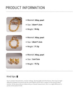 Specifiche del prodotto per set vintage di collana bracciale e orecchini di perle