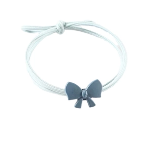 Grey-blue bow hair tie with high elastic band in a minimalist Korean style for women