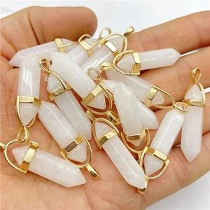 Natural Crystal Hexagonal Column Pendant Necklace Healing Stone Bullet Pointed Spiritual Reiki Jewelry For Women Men