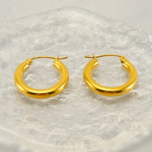 Chunky Hoop Earrings 18K Gold Plated Stainless Steel Minimalist U-Shaped High Polished Retro Style Jewelry For Women