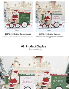 Macro detail of wooden Christmas train decor with snowman and Santa for festive tabletop display