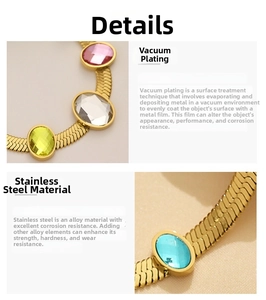 Detailed macro view of 18k gold plated stainless steel bracelet with colorful zircons